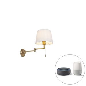 Chytrá nástěnná lampa bronzová s bílým stínítkem vč. Wifi A60 - Ladas Deluxe obraz