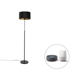 Chytrá stojací lampa černá s černým sametovým stínítkem 35 cm vč. Wifi A60 - Parte obraz