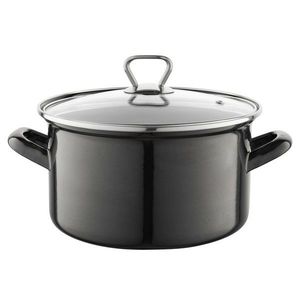 Smaltovaný hrnec s poklicí 3, 3 l, černá obraz