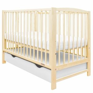 New Baby Dětská postýlka Lilly se stahovací bočnicí a šuplíkem, přírodní obraz