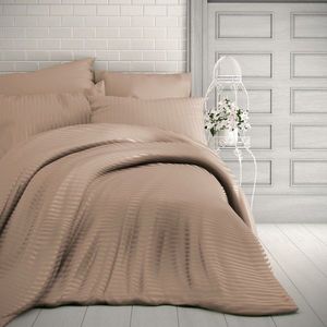 Kvalitex Saténové povlečení Stripe béžová, 140 x 200 cm, 70 x 90 cm obraz