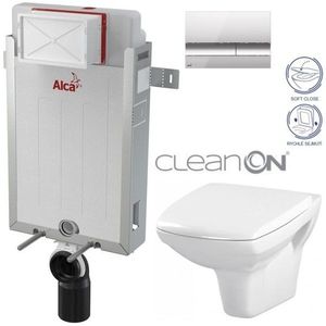 ALCADRAIN Renovmodul předstěnový instalační systém s chromovým tlačítkem M1721 + WC CERSANIT CLEANON CARINA + SEDÁTKO AM115/1000 M1721 CA2 obraz