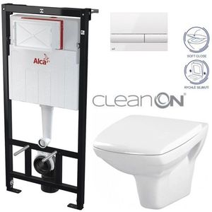 ALCADRAIN Sádromodul předstěnový instalační systém s bílým tlačítkem M1710 + WC CERSANIT CLEANON CARINA + SEDÁTKO AM101/1120 M1710 CA2 obraz