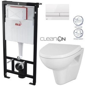 ALCADRAIN Sádromodul předstěnový instalační systém s bílým tlačítkem M1710 + WC CERSANIT CLEANON PARVA + SEDÁTKO AM101/1120 M1710 PA1 obraz