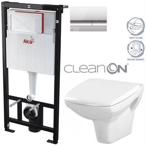 ALCADRAIN Sádromodul předstěnový instalační systém s chromovým tlačítkem M1721 + WC CERSANIT CLEANON CARINA + SEDÁTKO AM101/1120 M1721 CA2 obraz