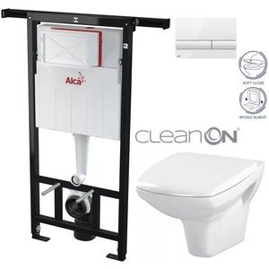 ALCADRAIN Jádromodul předstěnový instalační systém s bílým tlačítkem M1710 + WC CERSANIT CLEANON CARINA + SEDÁTKO AM102/1120 M1710 CA2 obraz