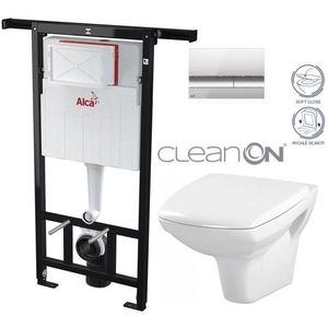 ALCADRAIN Jádromodul předstěnový instalační systém s chromovým tlačítkem M1721 + WC CERSANIT CLEANON CARINA + SEDÁTKO AM102/1120 M1721 CA2 obraz