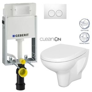 GEBERIT KOMBIFIXBasic vč. bílého tlačítka DELTA 21 + WC CERSANIT ARTECO CLEANON + SEDÁTKO 110.100.00.1 21BI AT1 obraz
