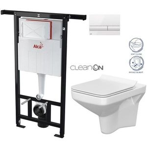 ALCADRAIN Jádromodul předstěnový instalační systém s bílým tlačítkem M1710 + WC CERSANIT CLEANON COMO + SEDÁTKO AM102/1120 M1710 CO1 obraz