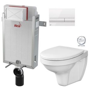 ALCADRAIN Renovmodul předstěnový instalační systém s bílým tlačítkem M1710 + WC CERSANIT DELFI + SOFT SEDÁTKO AM115/1000 M1710 DE2 obraz