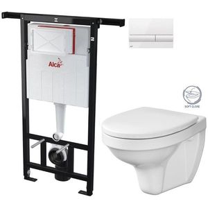 ALCADRAIN Jádromodul předstěnový instalační systém s bílým tlačítkem M1710 + WC CERSANIT DELFI + SOFT SEDÁTKO AM102/1120 M1710 DE2 obraz