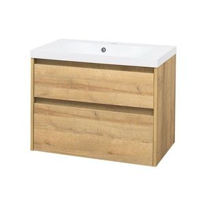 Mereo Opto, koupelnová skříňka s umyvadlem z litého mramoru 81cm, dub Riviera CN921M obraz