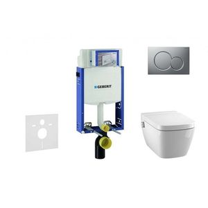 GEBERIT Kombifix Modul pro závěsné WC s tlačítkem Sigma01, matný chrom + Tece One sprchovací toaleta a sedátko, Rimless, SoftClose 110.302.00.5 NT3 obraz