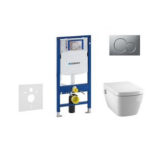 GEBERIT Duofix Modul pro závěsné WC s tlačítkem Sigma01, matný chrom + Tece One sprchovací toaleta a sedátko, Rimless, SoftClose 111.300.00.5 NT3 obraz