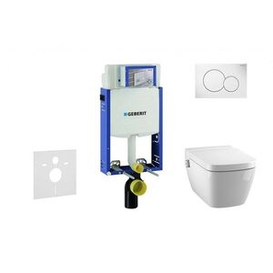 GEBERIT Kombifix Modul pro závěsné WC s tlačítkem Sigma01, alpská bílá + Tece One sprchovací toaleta a sedátko, Rimless, SoftClose 110.302.00.5 NT1 obraz