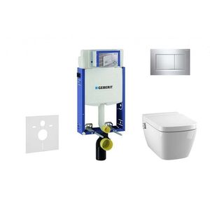 GEBERIT Kombifix Modul pro závěsné WC s tlačítkem Sigma30, lesklý chrom/chrom mat + Tece One sprchovací toaleta a sedátko, Rimless, SoftClose 110.302.00.5 NT6 obraz