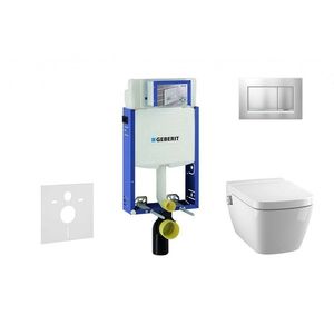 GEBERIT Kombifix Modul pro závěsné WC s tlačítkem Sigma30, matný chrom/chrom + Tece One sprchovací toaleta a sedátko, Rimless, SoftClose 110.302.00.5 NT7 obraz
