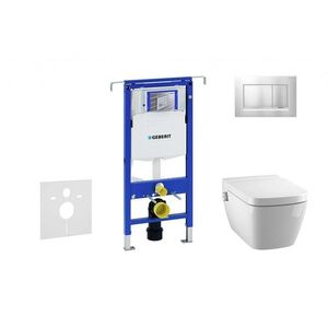 GEBERIT Duofix Modul pro závěsné WC s tlačítkem Sigma30, matný chrom/chrom + Tece One sprchovací toaleta a sedátko, Rimless, SoftClose 111.355.00.5 NT7 obraz