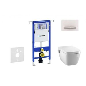 GEBERIT Duofix Modul pro závěsné WC s tlačítkem Sigma50, alpská bílá + Tece One sprchovací toaleta a sedátko, Rimless, SoftClose 111.355.00.5 NT8 obraz