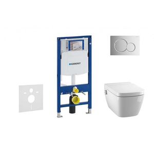 GEBERIT Duofix Modul pro závěsné WC s tlačítkem Sigma01, lesklý chrom + Tece One sprchovací toaleta a sedátko, Rimless, SoftClose 111.300.00.5 NT2 obraz