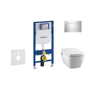 GEBERIT Duofix Modul pro závěsné WC s tlačítkem Sigma30, lesklý chrom/chrom mat + Tece One sprchovací toaleta a sedátko, Rimless, SoftClose 111.300.00.5 NT6 obraz