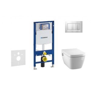 GEBERIT Duofix Modul pro závěsné WC s tlačítkem Sigma30, matný chrom/chrom + Tece One sprchovací toaleta a sedátko, Rimless, SoftClose 111.300.00.5 NT7 obraz