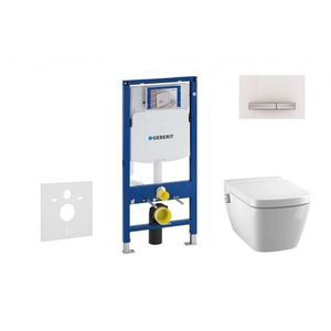 GEBERIT Duofix Modul pro závěsné WC s tlačítkem Sigma50, alpská bílá + Tece One sprchovací toaleta a sedátko, Rimless, SoftClose 111.300.00.5 NT8 obraz