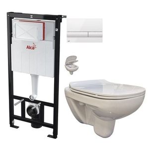 ALCADRAIN Sádromodul předstěnový instalační systém s bílým tlačítkem M1710 + WC bez oplachového kruhu Edge + SEDÁTKO AM101/1120 M1710 EG1 obraz