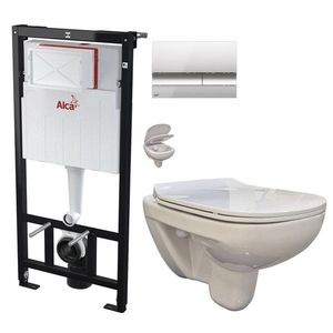 ALCADRAIN Sádromodul předstěnový instalační systém s chromovým tlačítkem M1721 + WC bez oplachového kruhu Edge + SEDÁTKO AM101/1120 M1721 EG1 obraz