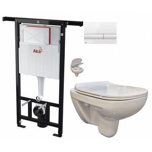 ALCADRAIN Jádromodul předstěnový instalační systém s bílým tlačítkem M1710 + WC bez oplachového kruhu Edge + SEDÁTKO AM102/1120 M1710 EG1 obraz