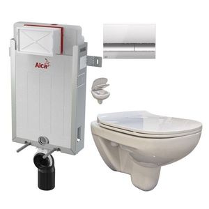 ALCADRAIN Renovmodul předstěnový instalační systém s chromovým tlačítkem M1721 + WC bez oplachového kruhu Edge + SEDÁTKO AM115/1000 M1721 EG1 obraz