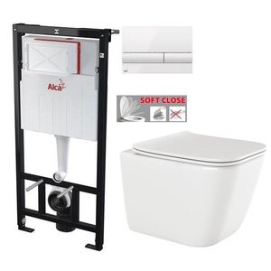 ALCADRAIN Sádromodul předstěnový instalační systém s bílým tlačítkem M1710 + WC INVENA PAROS + SEDÁTKO AM101/1120 M1710 RO1 obraz