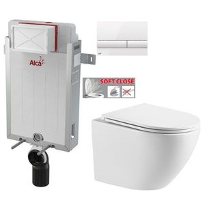 ALCADRAIN Renovmodul předstěnový instalační systém s bílým tlačítkem M1710 + WC INVENA LIMNOS WITH SOFT, včetně soft/close sedátka AM115/1000 M1710 LI1 obraz