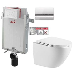 ALCADRAIN Renovmodul předstěnový instalační systém s chromovým tlačítkem M1721 + WC INVENA LIMNOS WITH SOFT, včetně soft/close sedátka AM115/1000 M1721 LI1 obraz