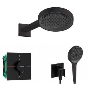 HANSGROHE Sprchový set s termostatem pod omítku, s tělesem, průměr 25 cm, 3 proudy, matná černá SANI21HHH407 obraz