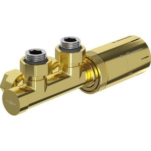 MEXEN/S G05 úhlová termostatická souprava pro radiátor, Duplex, DN50, zlatá W907-958-50 obraz