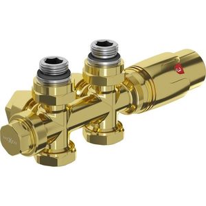 MEXEN/S G00 úhlová termostatická souprava pro radiátor/středová, Duplex, DN50, zlatá W908-900-50 obraz
