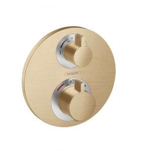 HANSGROHE Ecostat S Termostatická baterie pod omítku pro 2 spotřebiče, kartáčovaný bronz 15758140 obraz