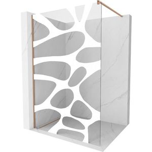 MEXEN/S Kioto Sprchová zástěna Walk-in 80 x 200, bílý vzor 8 mm, měď kartáčovaná 800-080-101-65-97 obraz