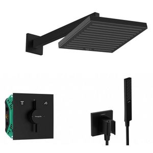 HANSGROHE Sprchový set s baterií pod omítku, s tělesem, 26x26 cm, matná černá SANI21HHH401 obraz