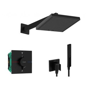 HANSGROHE Sprchový set s termostatem pod omítku, s tělesem, 26x26 cm, matná černá SANI21HHH403 obraz