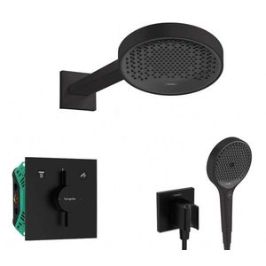 HANSGROHE Sprchový set s baterií pod omítku, s tělesem, průměr 25 cm, 3 proudy, matná černá SANI21HHH405 obraz