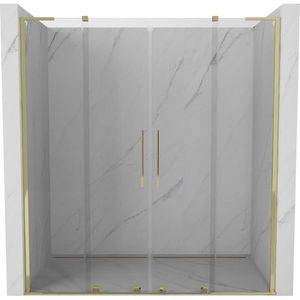 MEXEN/S Velar L Duo posuvné sprchové dveře 180 cm, transparent, zlatá 871-180-003-02-50 obraz