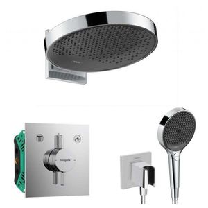 HANSGROHE Sprchový set s baterií pod omítku, s tělesem, průměr 36 cm, 3 proudy, chrom SANI21HHH009 obraz