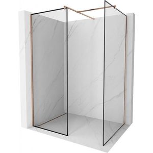 MEXEN/S Kioto Sprchová zástěna Walk-in 100 x 100 cm, černý vzor, měď kartáčovaná 800-100-202-65-70-100 obraz