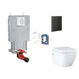 GROHE Uniset Set předstěnové instalace, klozetu, sedátka SoftClose, tlačítka Even a sady pro vhazování tablet, phantom black SANI15BB5117 obraz