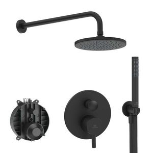 IDEAL STANDARD CeraLine Sprchový set s baterií pod omítku, s tělesem, průměr 20 cm, matná černá BD192XG obraz