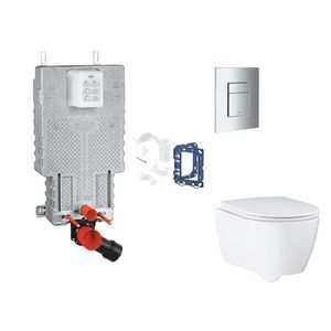 GROHE Uniset Set předstěnové instalace, klozetu, sedátka SoftClose, tlačítka Skate Cosmopolitan a sady pro vhazování tablet, chrom SANI15BB2119 obraz