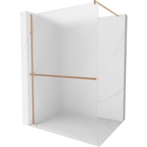MEXEN/S Kioto+ Sprchová zástěna s poličkou WALK-IN 70 x 200 cm, dekor, měď kartáčovaná 800-070-121-65-30 obraz