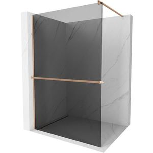 MEXEN/S Kioto+ Sprchová zástěna WALK-IN s poličkou a držákem ručníků 120 x 200 cm, grafit, měď kartáčovaná 800-120-121-65-40 obraz